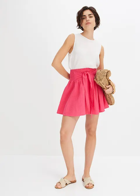 Bonprix Sommerlicher Kurzer Rock Mit Bindegürtel - Pink - Damen