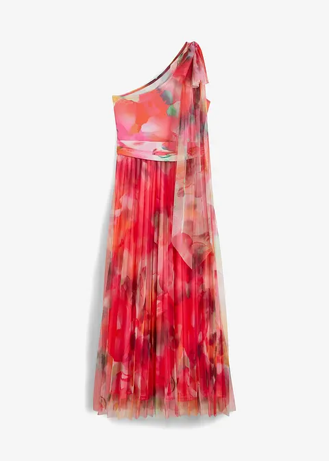 bonprix Sommerliches Abendkleid mit plissiertem Tüllrock und Schleifendetail an der Schulter - Mit seinem Alloverdruck macht es jedes Teil zu einem Unikat