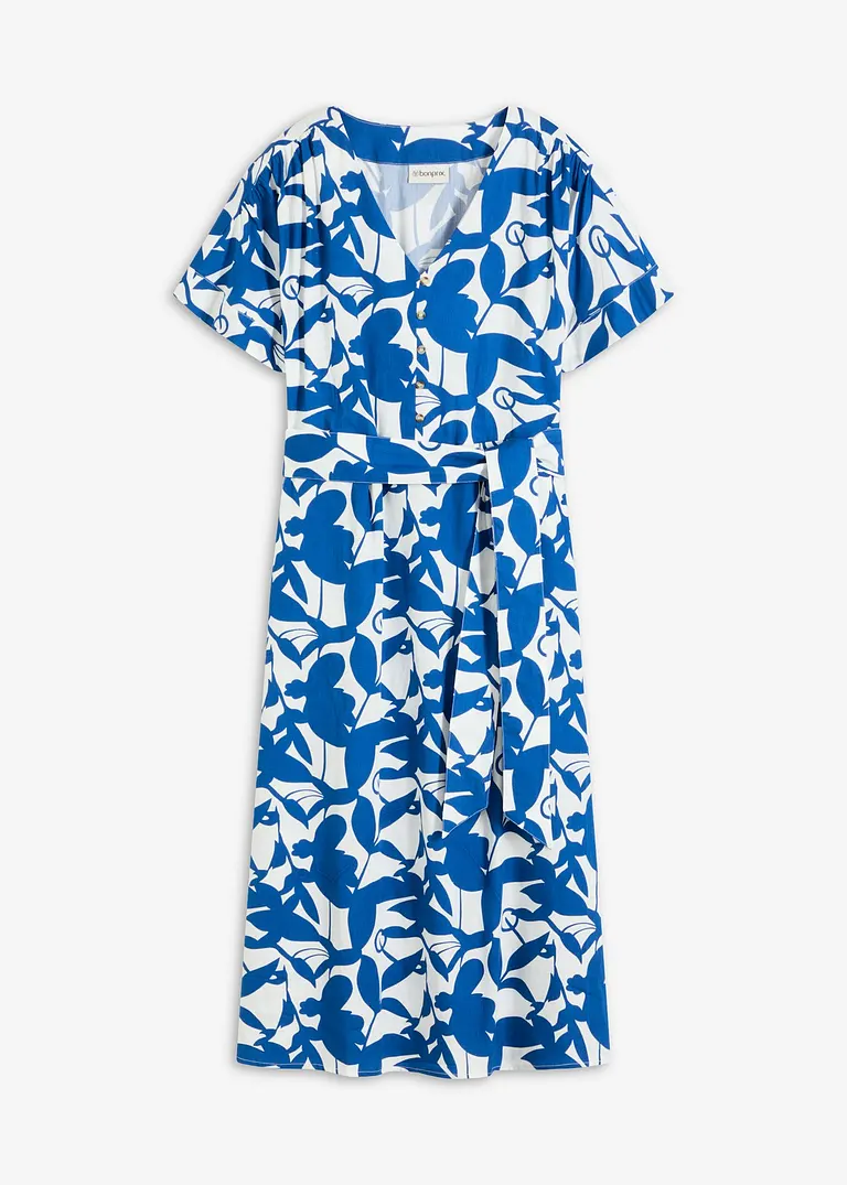 bonprix Sommerliches bedrucktes Kleid mit Knopfleiste - blau