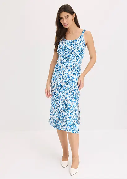 Bonprix Sommerliches Blumenkleid Mit Dünnen Trägern - Weiß
