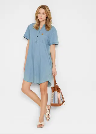 Bonprix Sommerliches Jeanskleid Mit Kurzen Ärmeln. - Blau