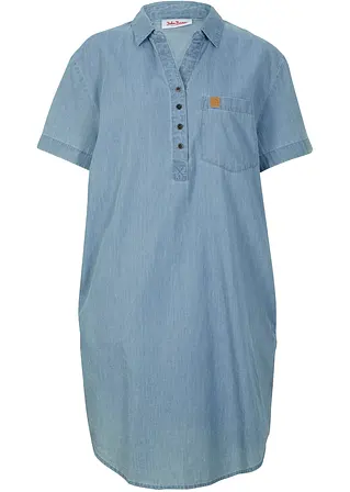 bonprix Sommerliches Jeanskleid mit kurzen Ärmeln. - blau
