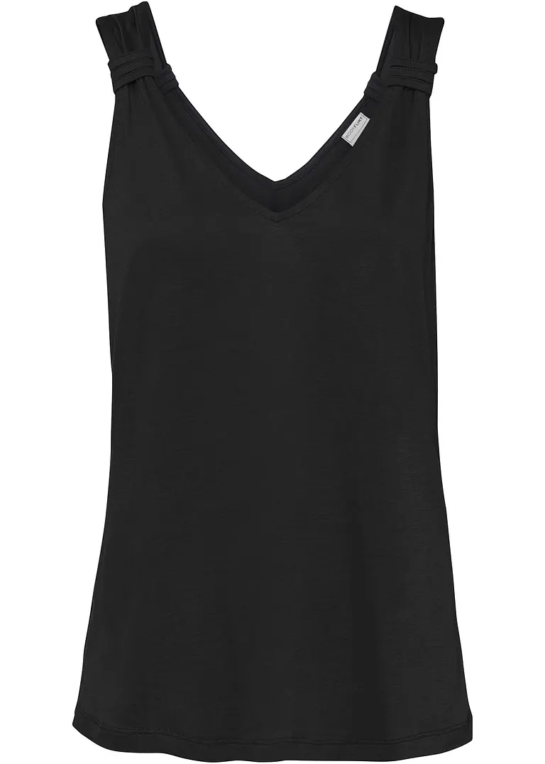 bonprix Sommerliches Jersey-Top mit trendigem Detail am Träger. - schwarz