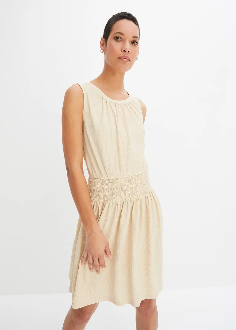 Bonprix Sommerliches Kleid Mit Betonung Auf Der Hüfte - Beige