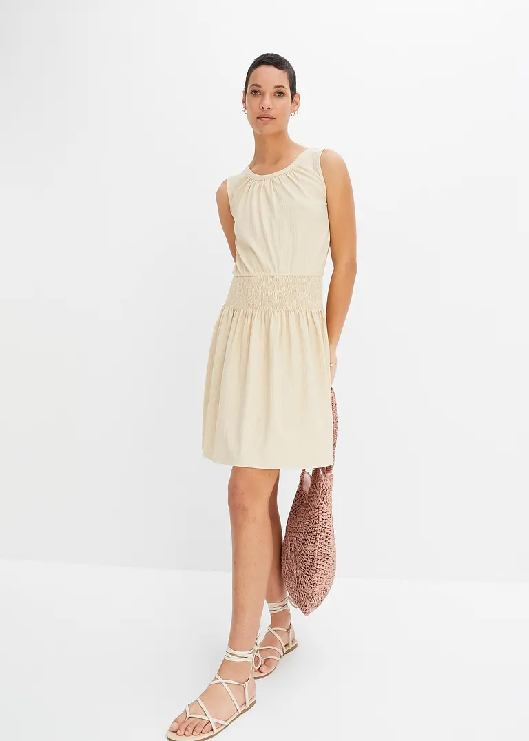 Bonprix Sommerliches Kleid Mit Betonung Auf Der Hüfte - Beige