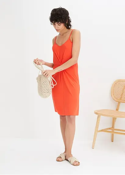 Bonprix Sommerliches Kleid Mit Figur Schmeichelndem Knoten - Rot - Damen