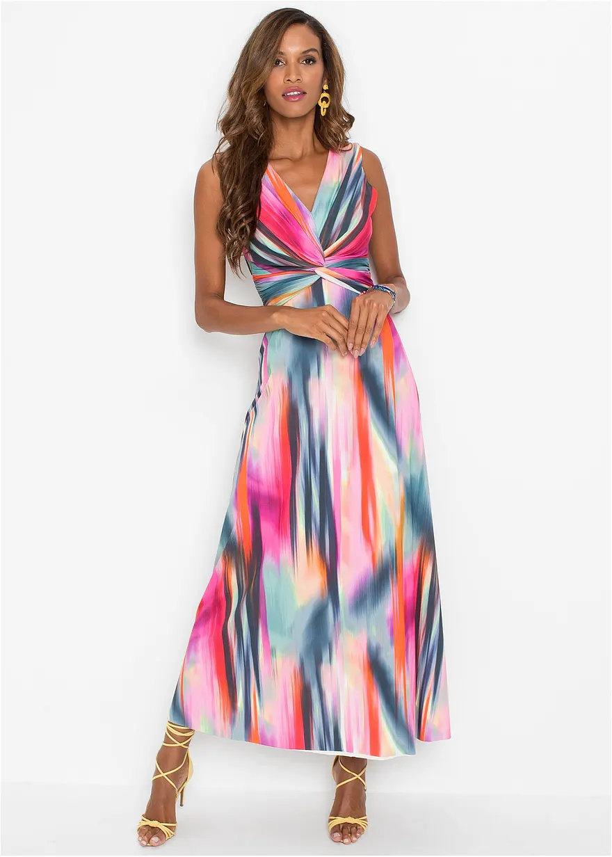 Bonprix Sommerliches Kleid Mit Tiefem Ausschnitt Mit Farbenfrohem Print
