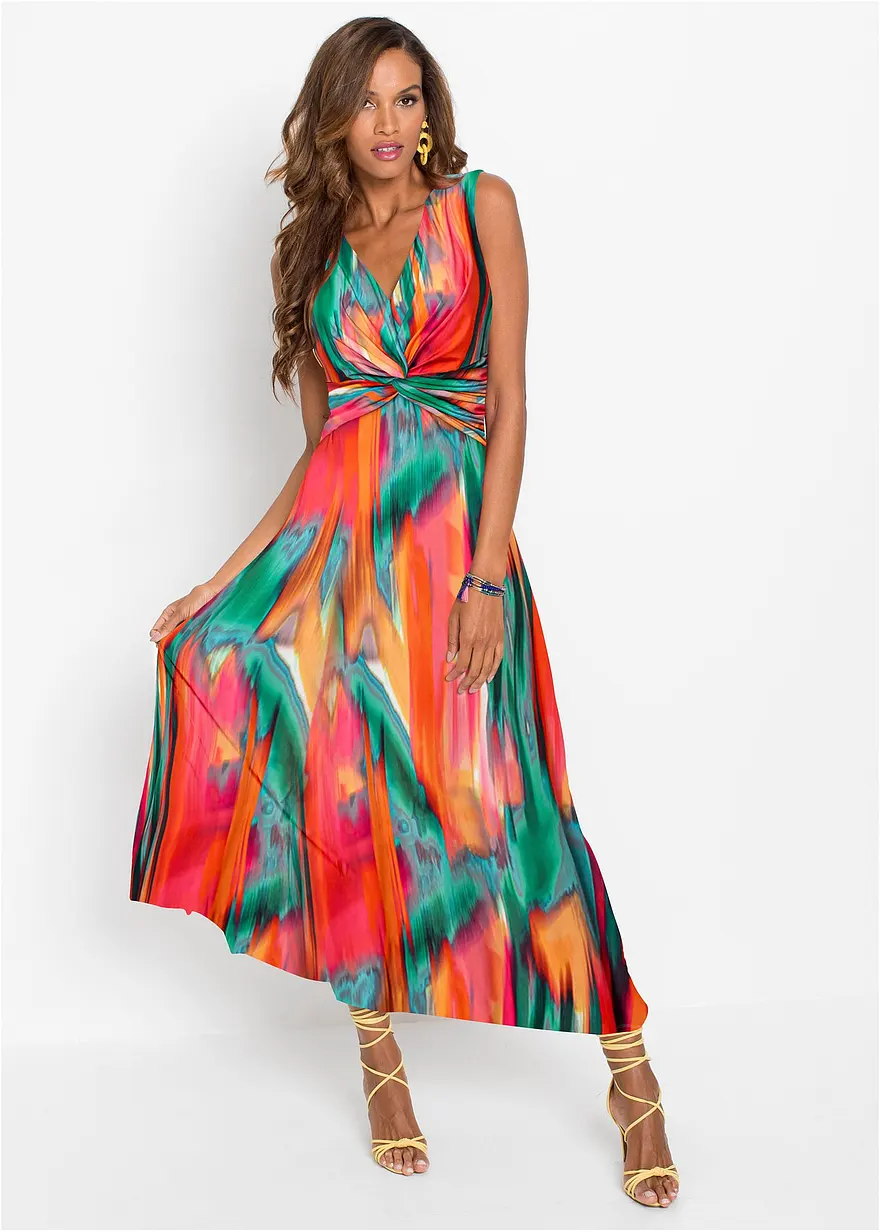 Bonprix Sommerliches Kleid Mit Tiefem Ausschnitt Mit Farbenfrohem Print