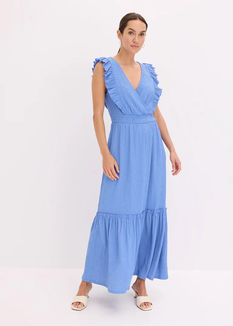 Bonprix Sommerliches Kleid Mit Volants - Blau Petite - Damen