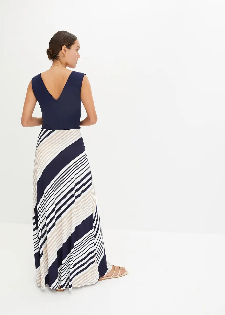 Bonprix Sommerliches Maxikleid Mit Bedrucktem Rock - Blau Regular