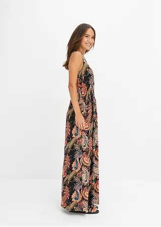 Bonprix Sommerliches Maxikleid Mit Modischem Print - Schwarz