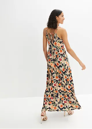 Bonprix Sommerliches Maxikleid Mit Tollem Druck Und Tiefem V-Ausschnitt Vorne Und Hinten