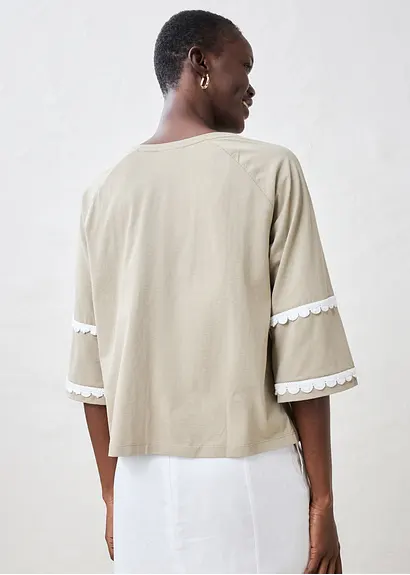 Bonprix Sommerliches Premium Shirt Aus Baumwolle Und Seiden - Grün
