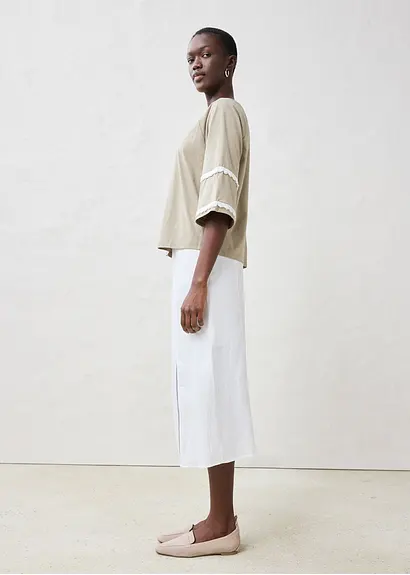 Bonprix Sommerliches Premium Shirt Aus Baumwolle Und Seiden - Grün