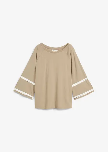bonprix Sommerliches Premium Shirt aus Baumwolle und Seiden - grün