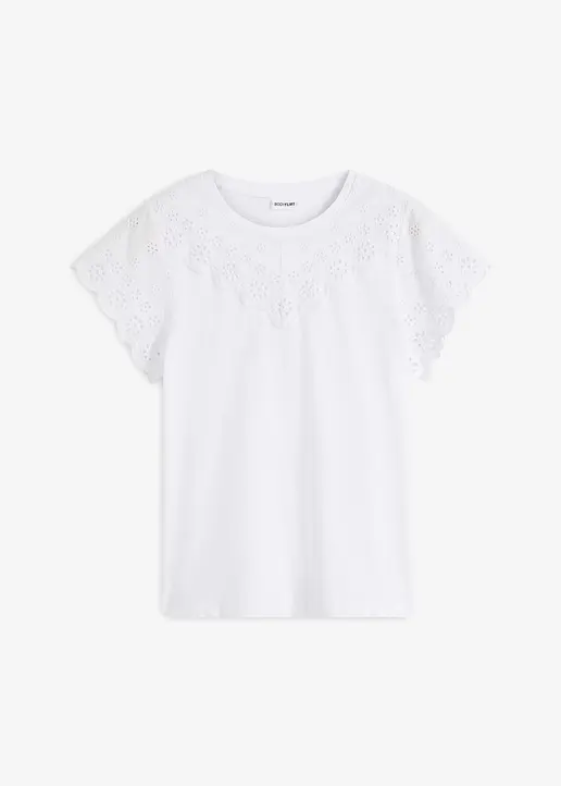 bonprix sommerliches Shirt mit Lochstickerei - weiß - Damen
