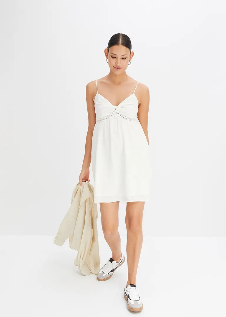 Bonprix Sommerliches Strandkleid Mit Aufwendigen Details - Weiß