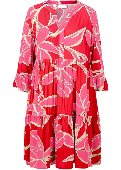 bonprix Sommerliches Stufenkleid mit trendigem Muster - rot