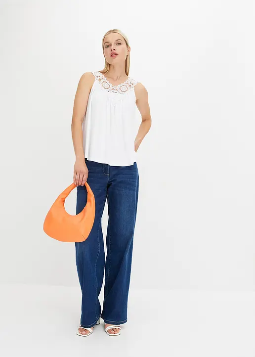 Bonprix Sommerliches Top Mit Spitze Vorne Und Hinten Am V-Ausschnitt