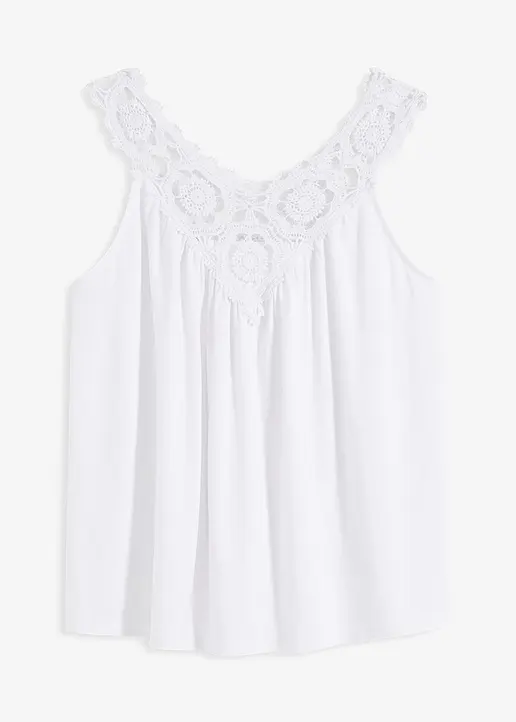 bonprix sommerliches Top mit Spitze vorne und hinten am V-Ausschnitt