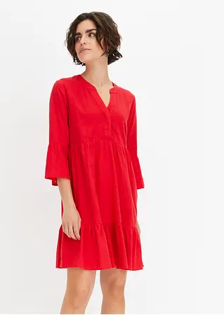 Bonprix Sommerliches Tunika-Kleid Aus Leinen - Rot - Damen