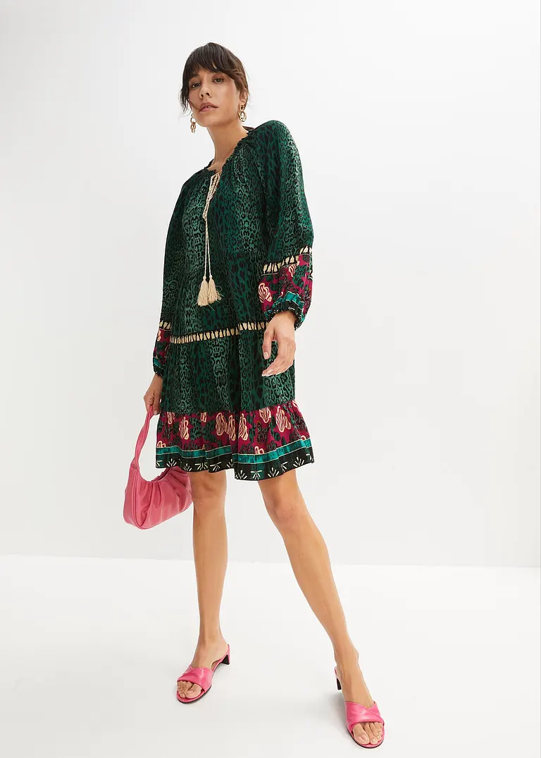 Bonprix Sommerliches Tunika-Kleid Mit Modischem Print. - Grün Regular