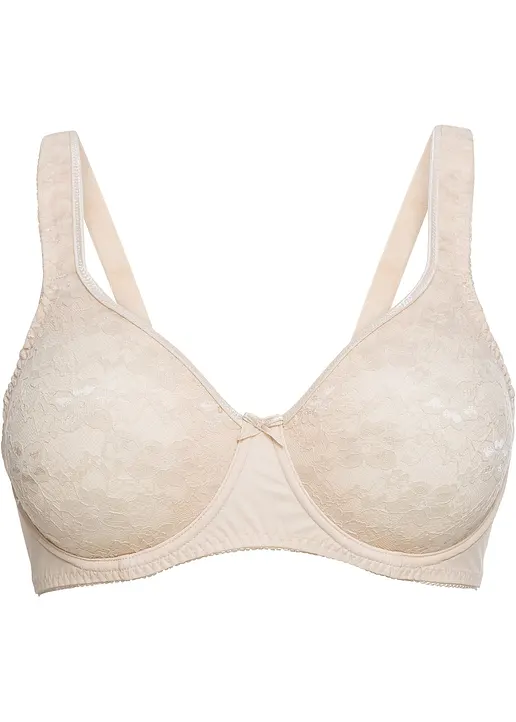 bonprix Spitzenverzierter BH mit Minimizer-Effekt - beige Cup C - Damen