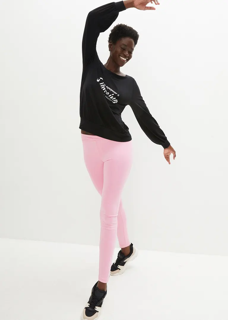 Bonprix Sport-Langarmshirt Mit TENCEL™ Lyocell Loose Fit - Schwarz