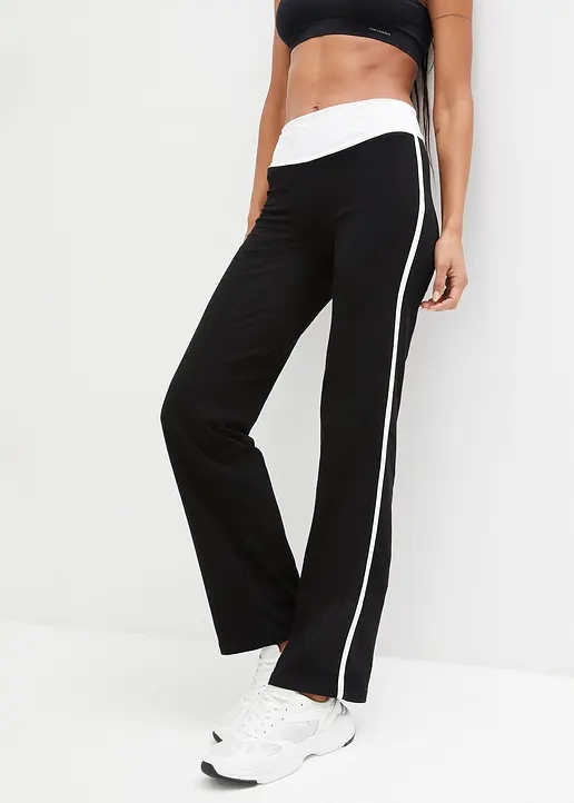 Bonprix Sporthose Mit Baumwolle Mit Angenehmen Stretch - Schwarz - Damen