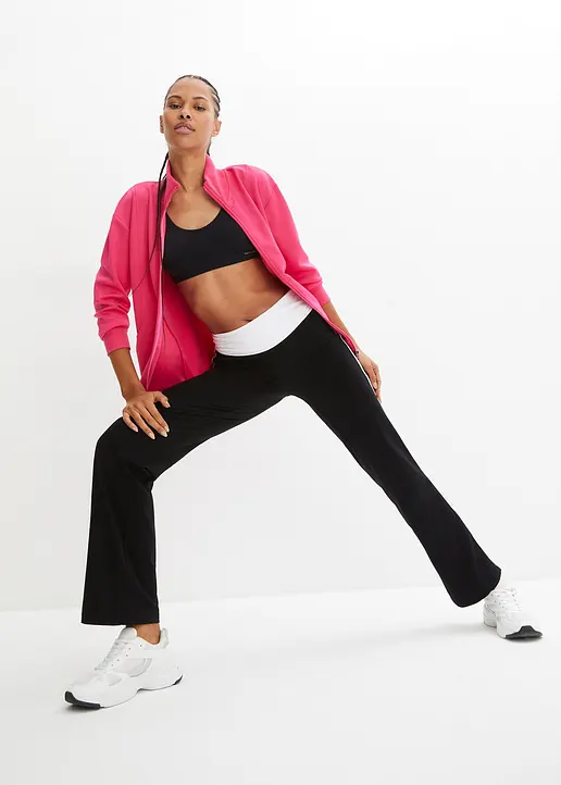Bonprix Sporthose Mit Baumwolle Mit Angenehmen Stretch - Schwarz - Damen