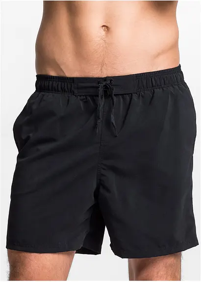 Bonprix Sportive Badeshorts In Unifarbenem Design - Schwarz
