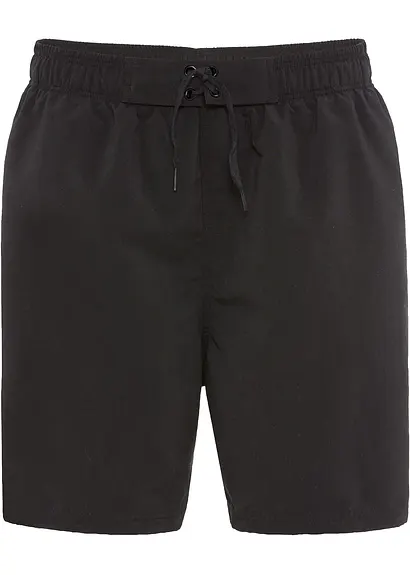 bonprix Sportive Badeshorts in unifarbenem Design - schwarz