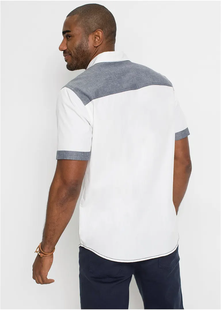 Bonprix Sportives Kurzarmhemd Mit Kontrastbesätzen Und Brusttaschen