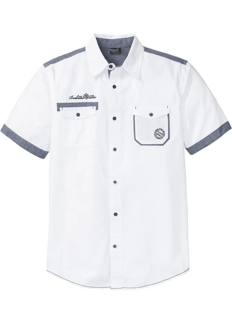 bonprix Sportives Kurzarmhemd mit Kontrastbesätzen und Brusttaschen