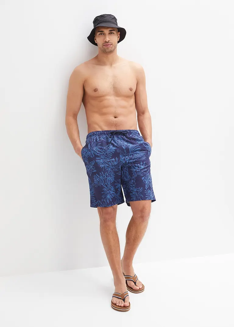 Bonprix Sportliche Badeshorts Mit Modischem Druck - Blau