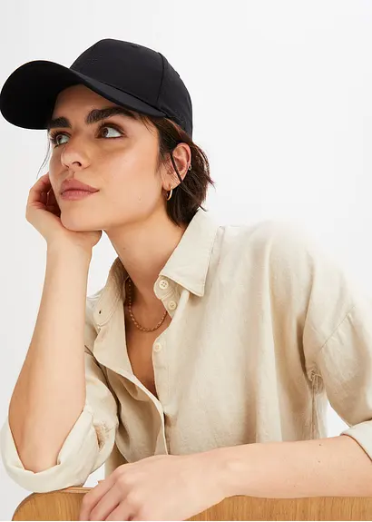 Bonprix Sportliche Cap Mit Bestickung - Schwarz - Damen