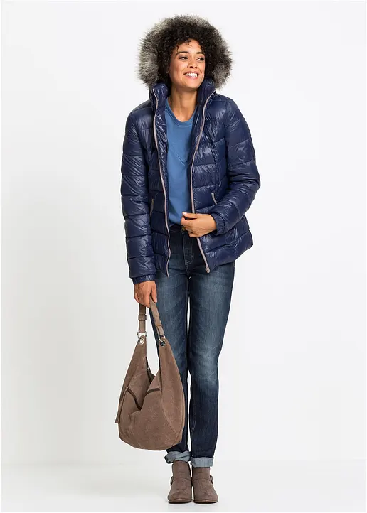Bonprix Sportliche Jacke Mit Gummizug Am Ärmelbündchen - Blau
