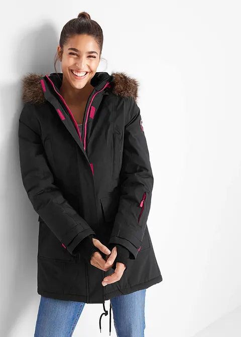 Bonprix Sportliche Regenjacke Mit Zwei-Wege-Reißverschluss - Schwarz