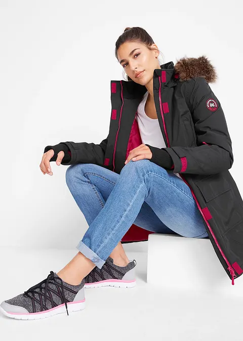 Bonprix Sportliche Regenjacke Mit Zwei-Wege-Reißverschluss - Schwarz
