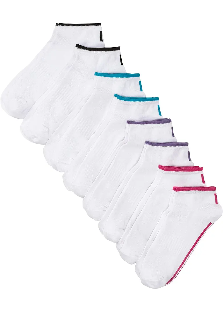 bonprix Sportliche Sneakersocken (8er Pack) - weiß/farbig