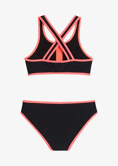 Bonprix Sportlicher Bikini Mit Reißverschluss Detail Und Säumen In Kontrastfarbe