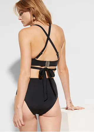 Bonprix Sportlicher Bustier Bikini Mit Modischer Rückenlösung - Schwarz