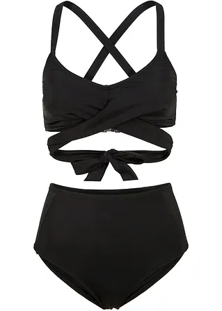 bonprix Sportlicher Bustier Bikini mit modischer Rückenlösung - schwarz