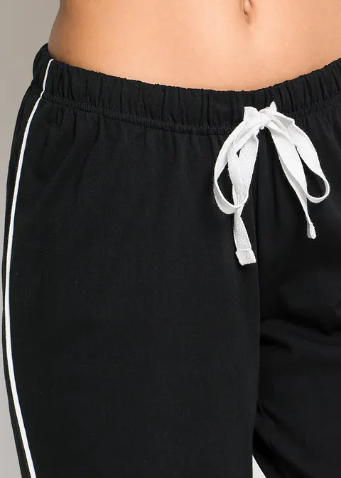Bonprix Sportlicher Capri Pyjama Mit Schönem Frontdruck - Schwarz/weiß