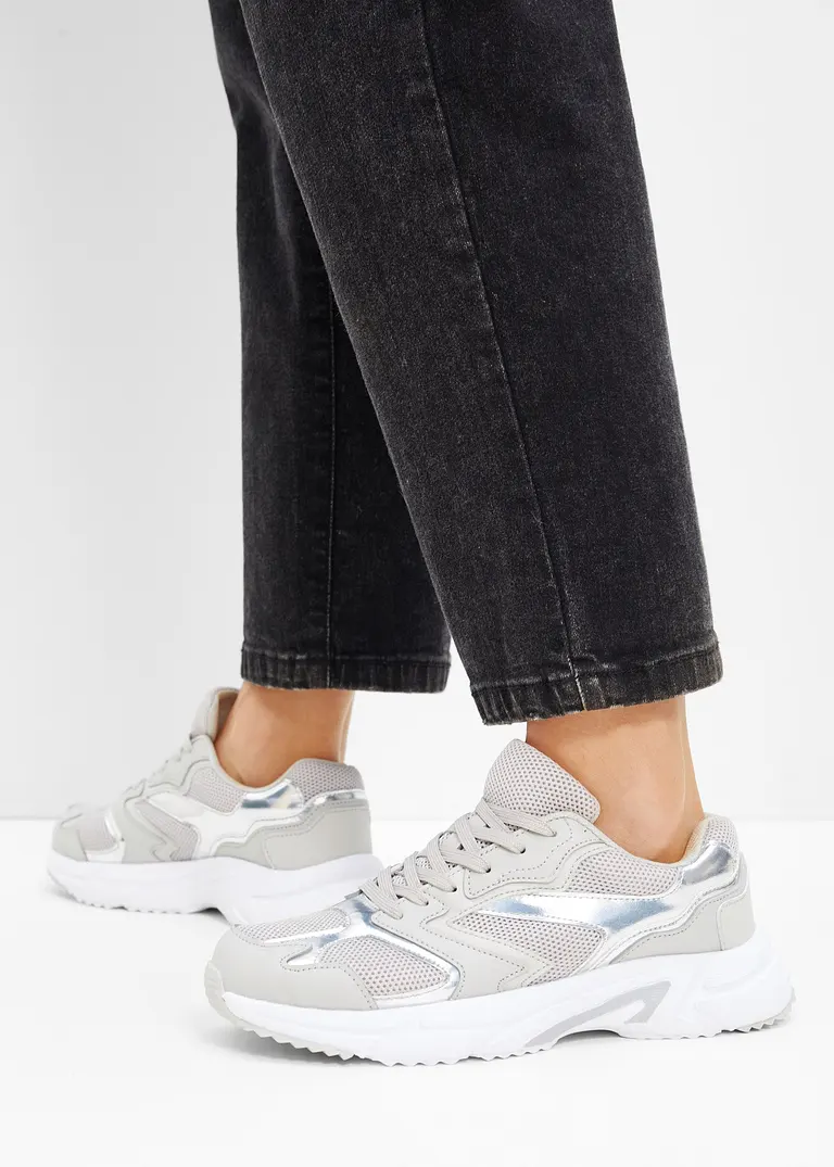 Bonprix Sportlicher Chunky Sneaker Mit Metallic Details - Grau