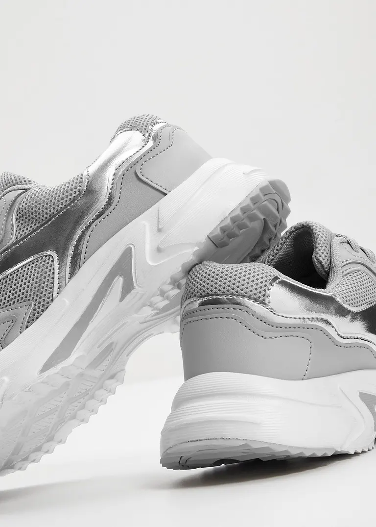 Bonprix Sportlicher Chunky Sneaker Mit Metallic Details - Grau