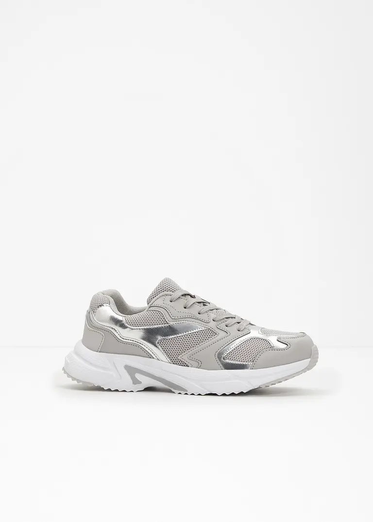bonprix Sportlicher Chunky Sneaker mit Metallic Details - grau
