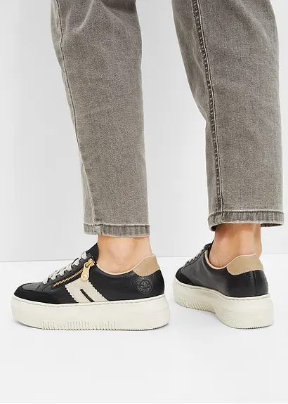 Bonprix Sportlicher Rieker Plateau Sneaker Aus Leder - Schwarz