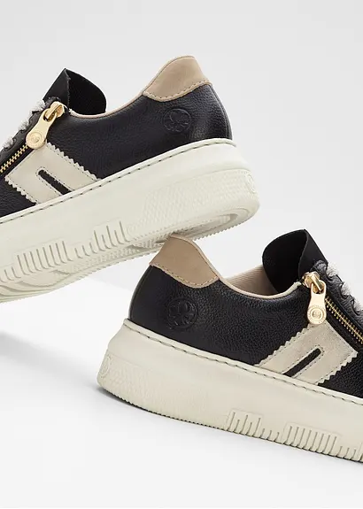 Bonprix Sportlicher Rieker Plateau Sneaker Aus Leder - Schwarz