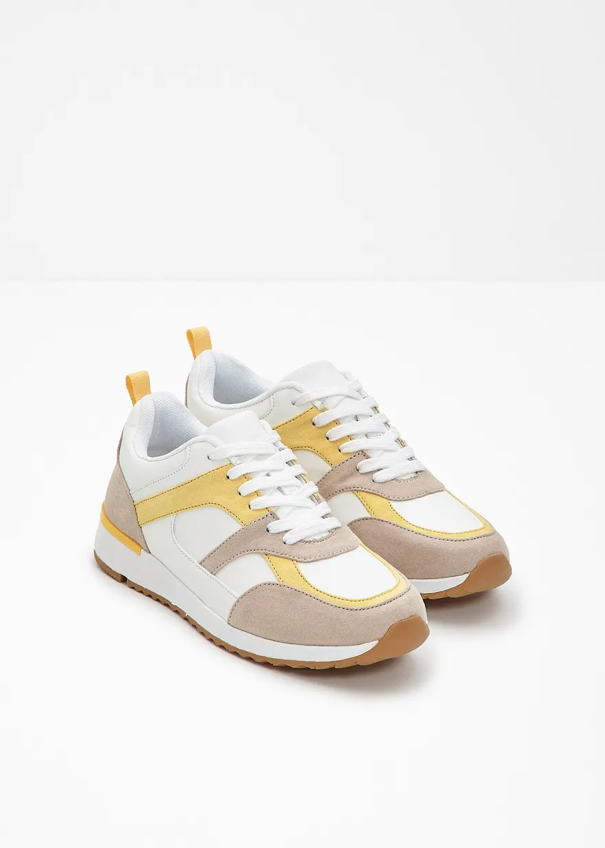 Bonprix Sportlicher Sneaker Mit Materialmix - Weiß - Damen